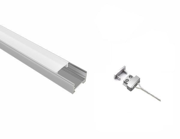 SLIM FLAT-SL - GLQ 1711 Silver Aluminum Channel + Milky Diffuser - 94" - 17