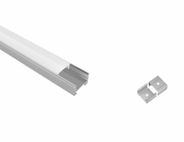 SLIM FLAT - GLQ 1711 Silver Aluminum Channel + Milky Diffuser - 94" - 8