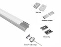 SLIM FLAT-SL - GLQ 1711 Silver Aluminum Channel + Milky Diffuser - 94" - 4