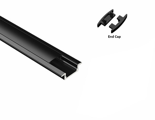 SLIM SHALLOW RECESS - GLQ 2309 Black Aluminum Channel +Black Diffuser - 94" - 3