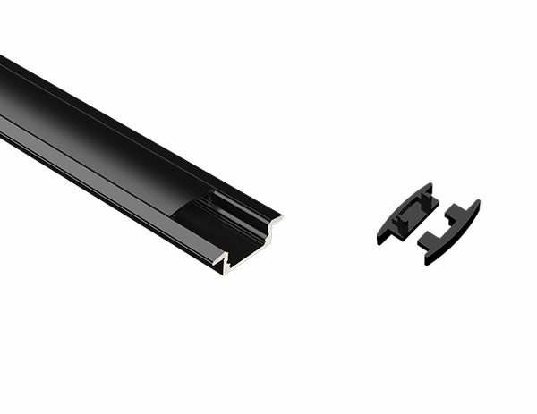 SLIM SHALLOW RECESS - GLQ 2309 Black Aluminum Channel +Black Diffuser - 94" - 8