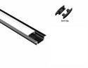 SLIM SHALLOW RECESS - GLQ 2309 Black Aluminum Channel + Milky Diffuser - 94" - 3