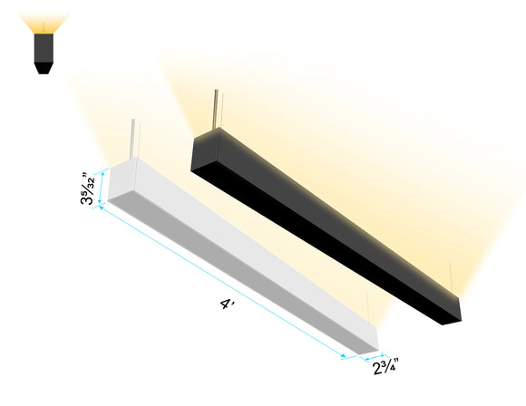 Architectural 4ft GL L8070 linear light with clean upward illumination, available in black or white housing.