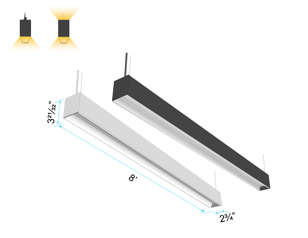 GL LED L8070 8ft up/down wall wash light ensures consistent brightness and highlights along interior walls.