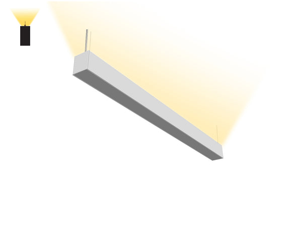 GL L8070 white housing 8ft linear light, up-only emission for glare-free ambient light.