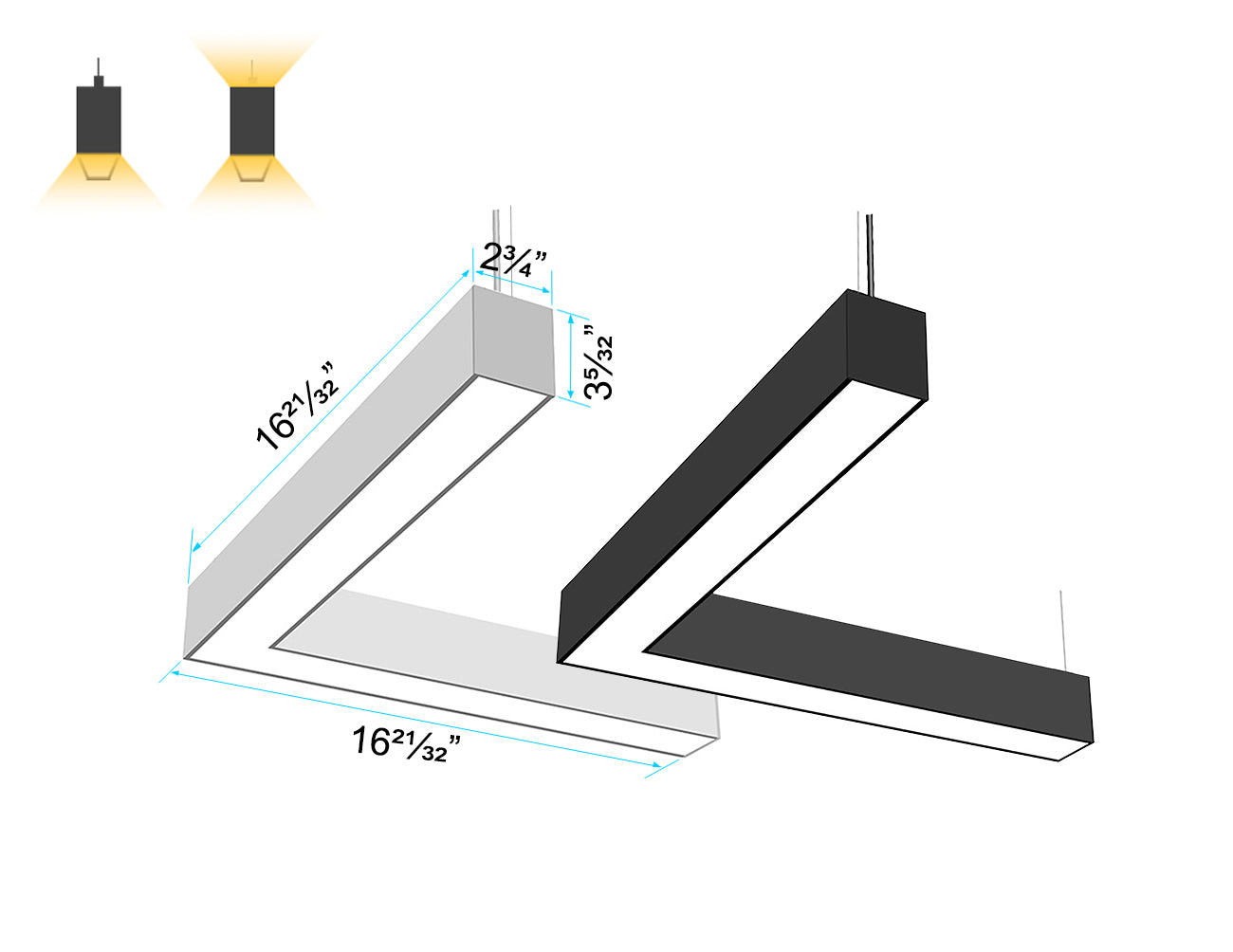 LED Linear Light - L8070 - Milky Flat Lens - L Shape | GL LED US LIGHTING