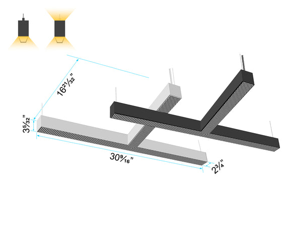 T shape GL L8070 linear light equipped with No Glare Lens for optimized beam control and reduced visual fatigue.