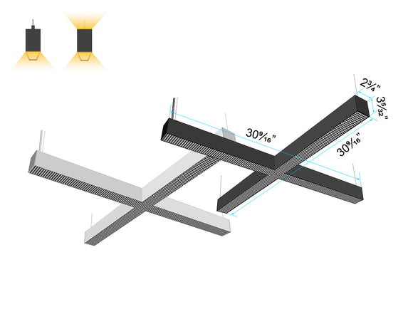 GL L8070 X shape linear light with No Glare Lens delivers precise, low-glare lighting with a clean black or white finish—perfect for elegant architectural installations.