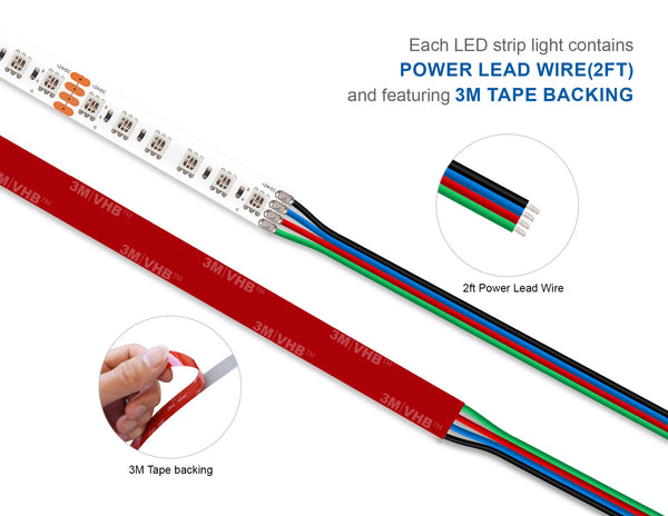 LED Strip Light - Color Changing - RGB - Super Bright - Wet/Damp Location IP65 - 24V - 10