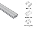 SLIM FLAT - GLQ 1707D Silver Aluminum Channel + Clear Diffuser - 94" - 3