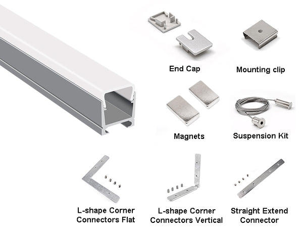 SKINNY DOME - YD 1418 Silver Aluminum Channel + Milky Diffuser - 94" - 3