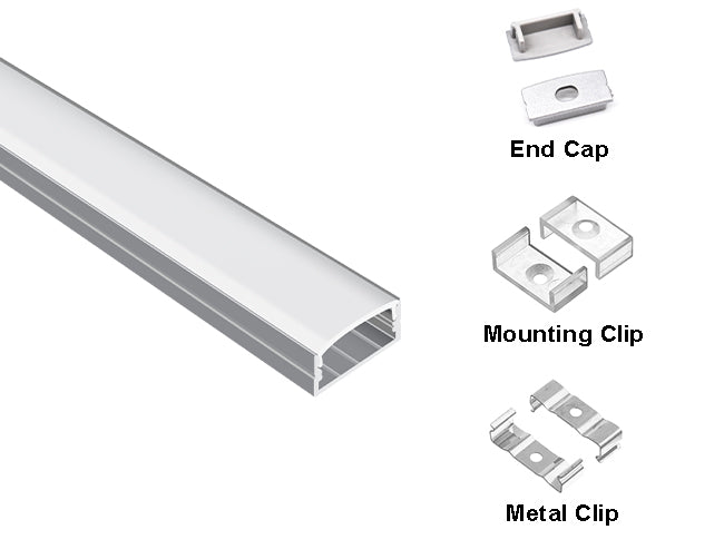 WIDE FLAT - YD 2002 Silver Aluminum Channel + Milky Diffuser - 94"