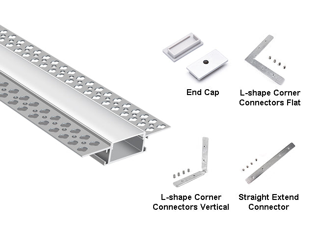 TRIMLESS RECESS - YD 7615 Silver Aluminum Channel + Milky Diffuser - 94"