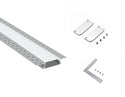 WIDE TRIMLESS RECESS - GL 081 Silver Aluminum Channel + Milky Diffuser - 94" - 13