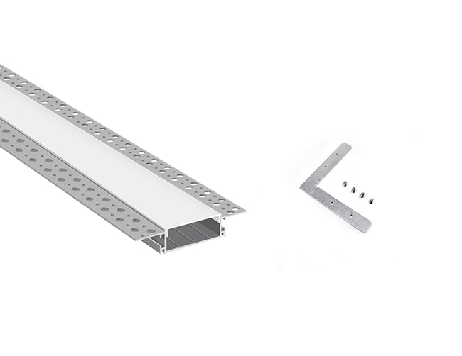 WIDE TRIMLESS RECESS - GL 081 Silver Aluminum Channel + Milky Diffuser - 94"