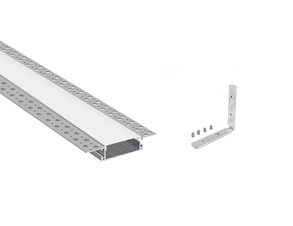 WIDE TRIMLESS RECESS - GL 081 Silver Aluminum Channel + Milky Diffuser - 94" - 11