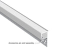 GL LED Cove V GLB L507C Silver Aluminum Channel with Milky Diffuser provides elegant vertical lighting for wall-mounted or recessed applications. Made of strong anodized aluminum, it ensures reliable heat control and consistent, professional illumination.