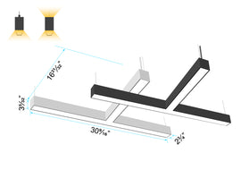 Modular GL L8070 T-shape linear light offering flexible lighting direction—down only or up and down—with color options.
