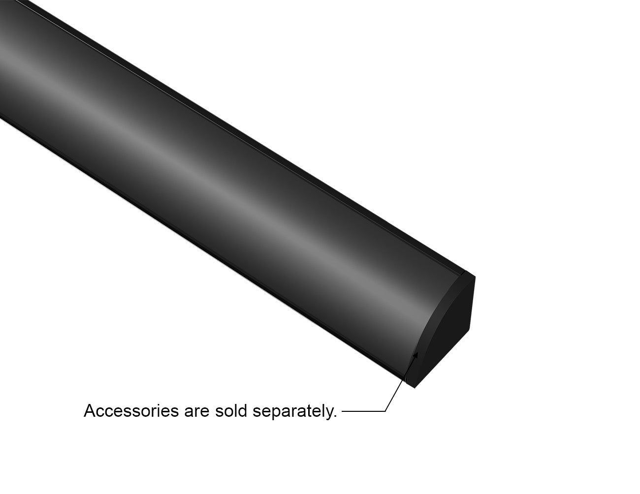 ROUND CORNER-S - GLQ 1616 Black Aluminum Channel + Black Diffuser - 94"