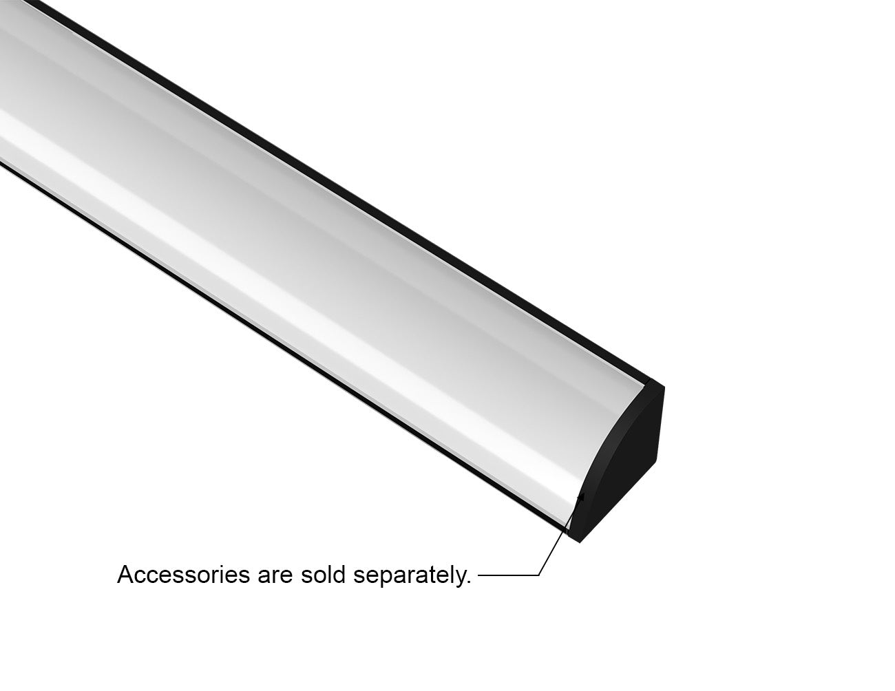 ROUND CORNER-S - YD 1002 Black Aluminum Channel + Milky Diffuser - 94"