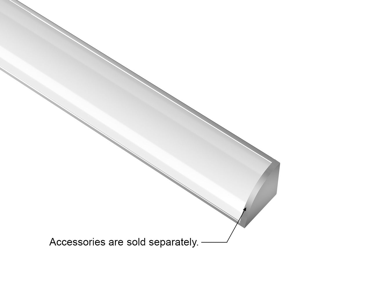 ROUND CORNER-S - GLQ 1616 Silver Aluminum Channel + Milky Diffuser - 94"