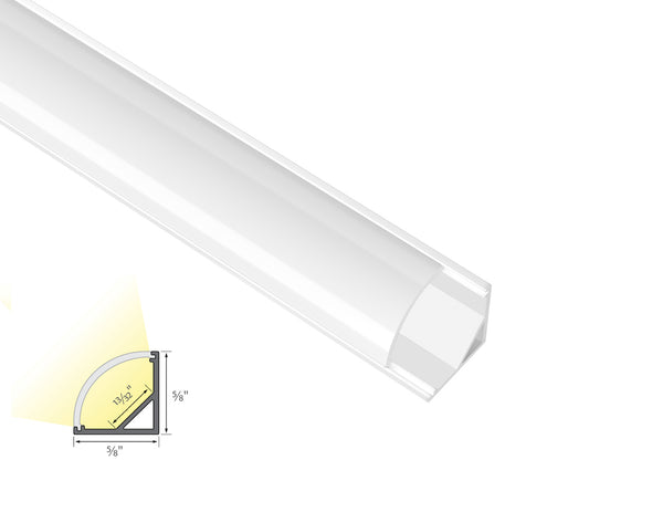 ROUND CORNER-S - GLQ 1616 White Aluminum Channel + Milky Diffuser - 94" - 1