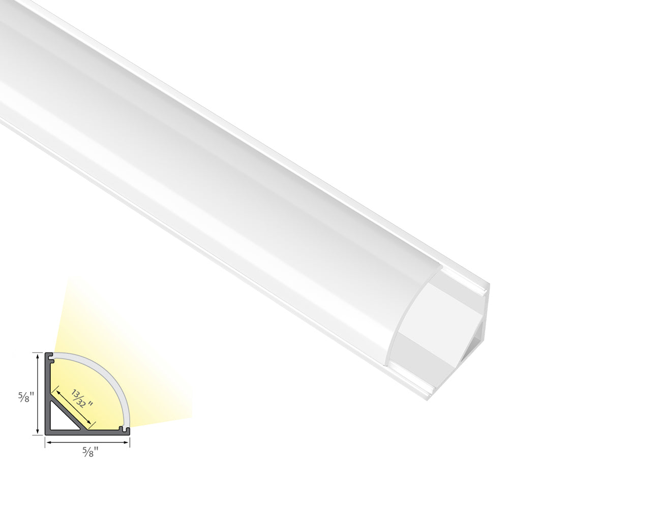 ROUND CORNER-S - GLQ 1616 White Aluminum Channel + Milky Diffuser - 94"