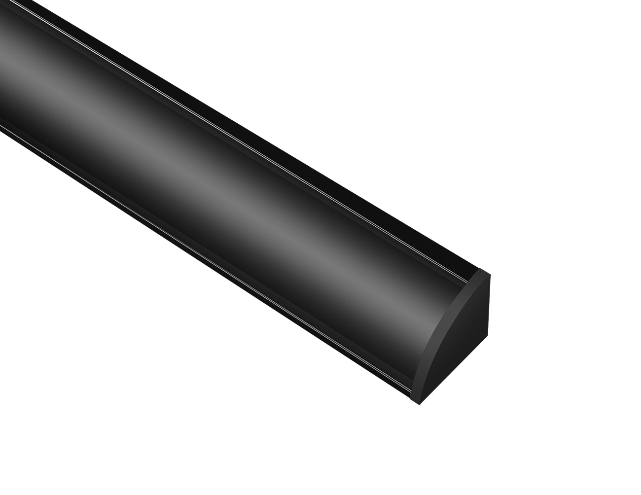 ROUND CORNER-S-SL - GLQ 1619 Black Aluminum Channel + Black Diffuser - 94"