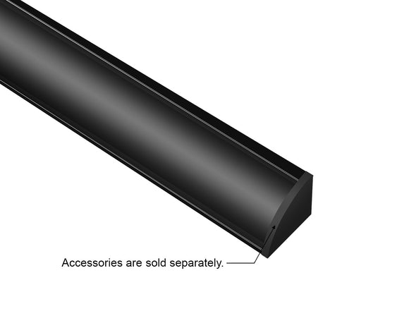 GL LED Round Corner S SL GLQ-1619 Black Aluminum Channel with Black Diffuser delivers subtle, refined illumination with a bold matte finish. Engineered from durable anodized aluminum for effective heat management, it’s ideal for minimalist LED lighting projects and accent designs.
