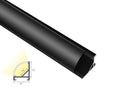 ROUND CORNER-S-SL - GLQ 1619 Black Aluminum Channel + Black Diffuser - 94" - 1