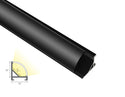 ROUND CORNER-S-SL - GLQ 1619 Black Aluminum Channel + Black Diffuser - 94" - 1