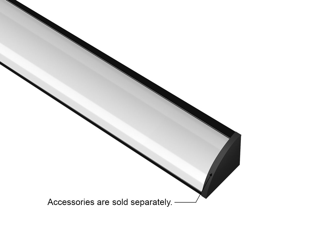 ROUND CORNER-S-SL - GLQ 1619 Black Aluminum Channel + Milky Diffuser - 94"