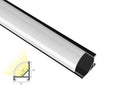 ROUND CORNER-S-SL - GLQ 1619 Black Aluminum Channel + Milky Diffuser - 94" - 1