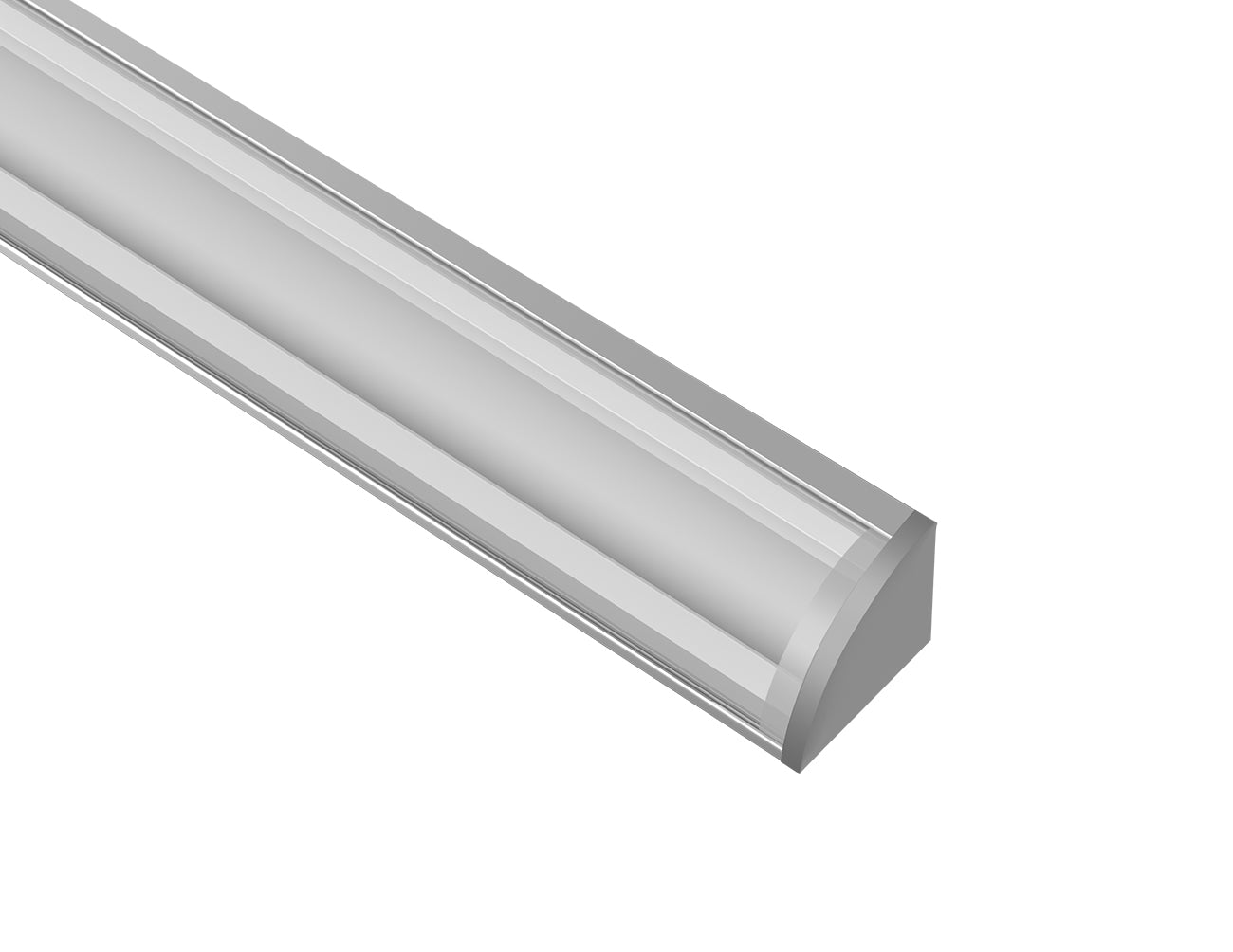 ROUND CORNER-S-SL - GLQ 1619 Silver Aluminum Channel + Clear Diffuser - 94"