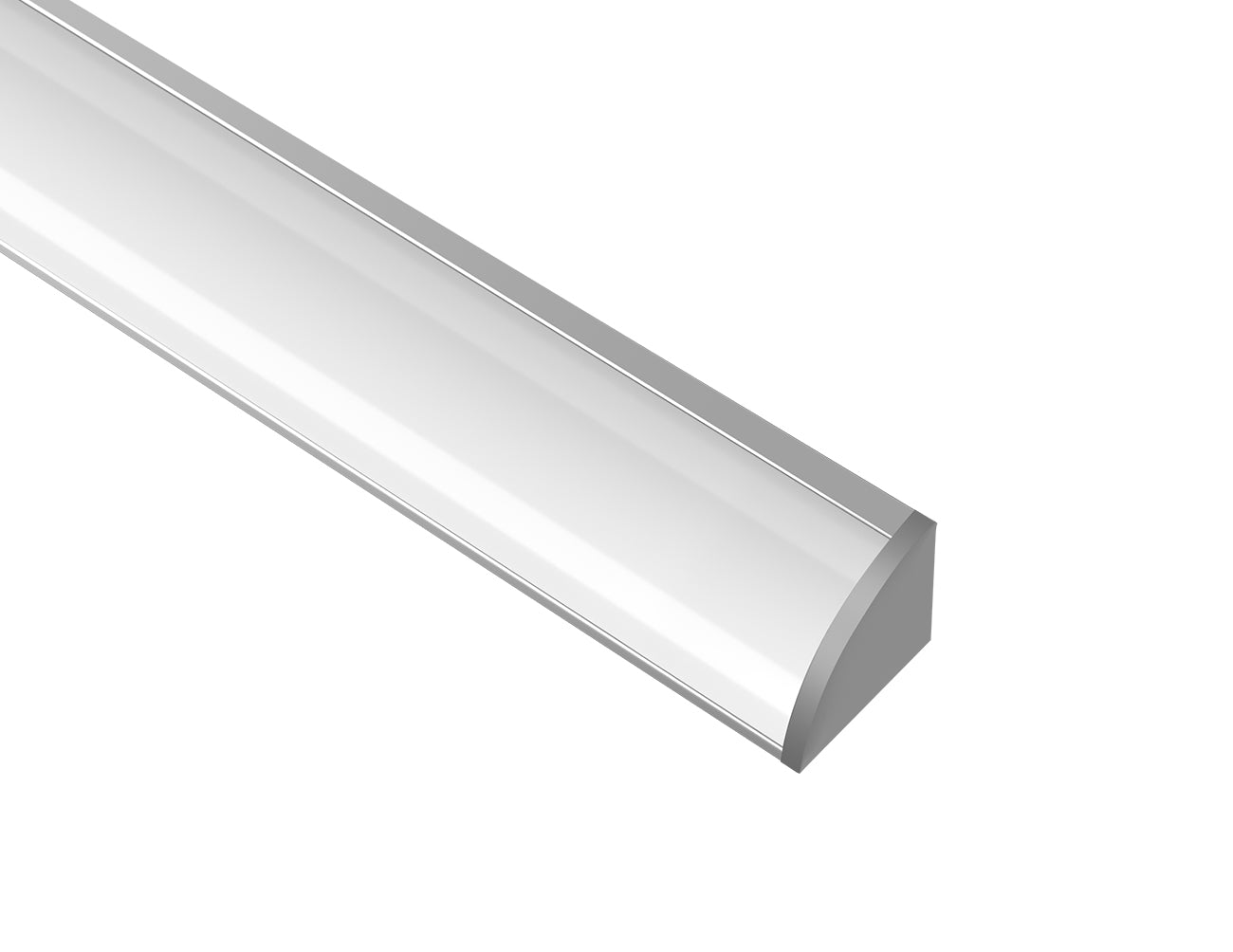 ROUND CORNER-S-SL - GLQ 1619 Silver Aluminum Channel + Milky Diffuser - 94"