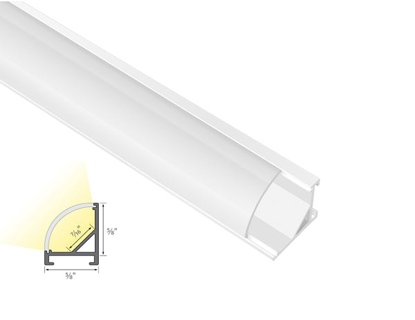 ROUND CORNER-S-SL - GLQ 1619 White Aluminum Channel + Milky Diffuser - 94" - 1