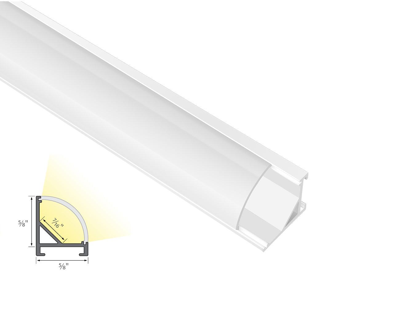 ROUND CORNER-S-SL - GLQ 1619 White Aluminum Channel + Milky Diffuser - 94"