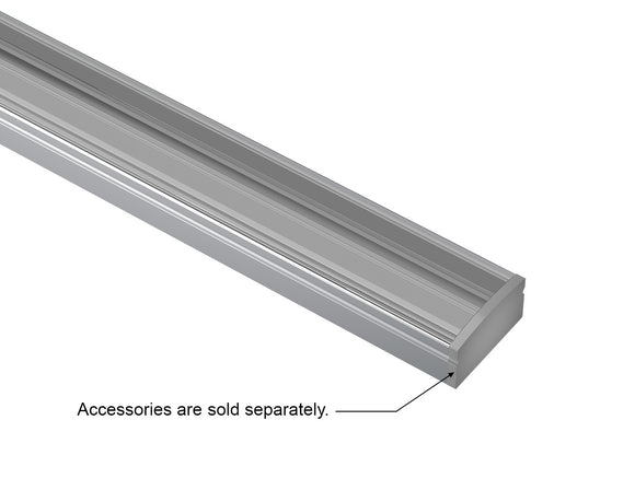 SLIM FLAT - GLQ 1707D Silver Aluminum Channel + Clear Diffuser - 94"