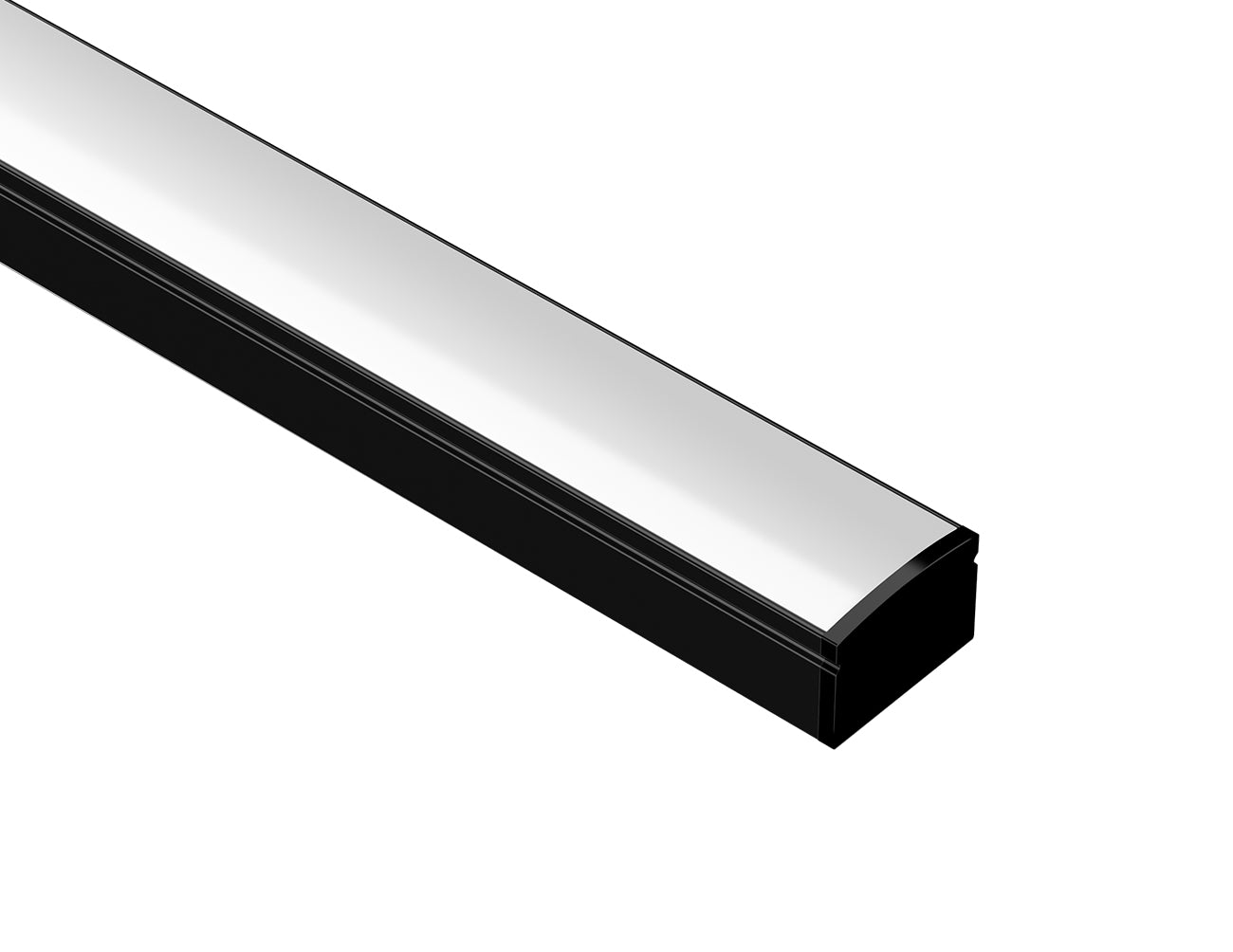 SLIM FLAT-SL - GLQ 1711 Black Aluminum Channel + Milky Diffuser - 94"