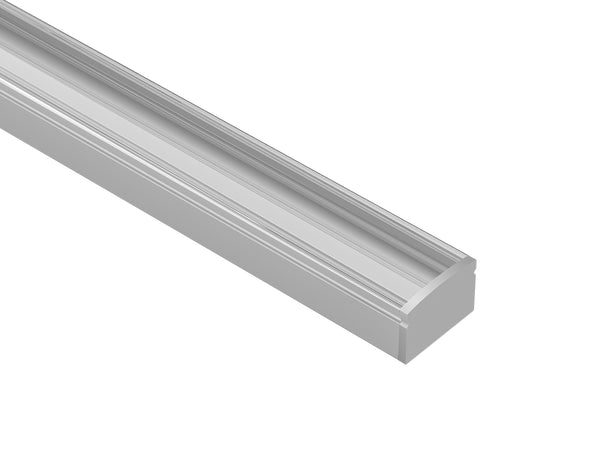 SLIM FLAT - GLQ 1711 Silver Aluminum Channel + Clear Diffuser - 94" - 2