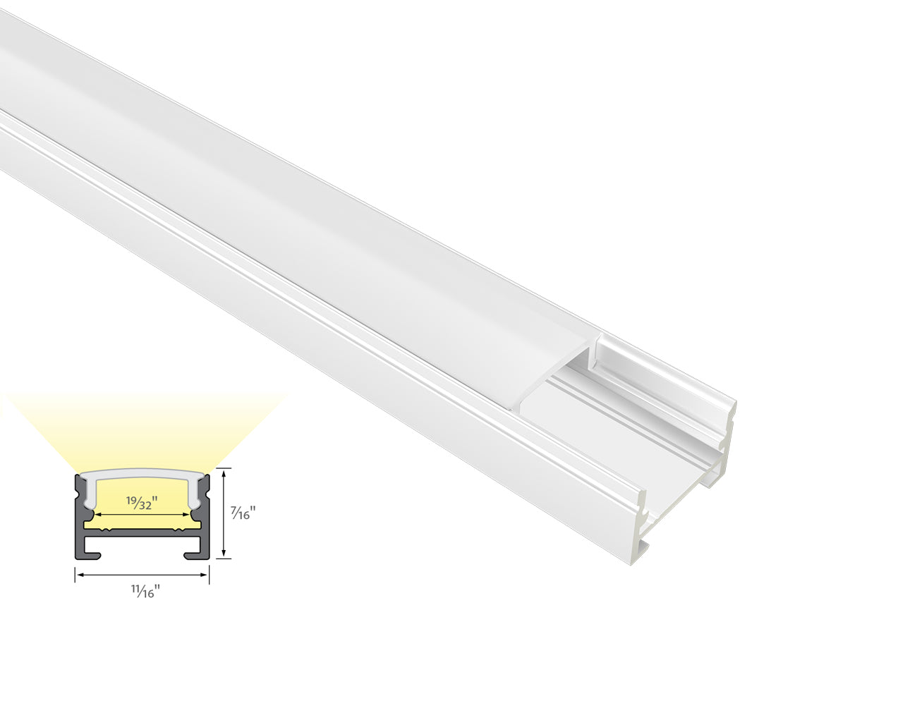 SLIM FLAT-SL - GLQ 1711 White Aluminum Channel + Milky Diffuser - 94"