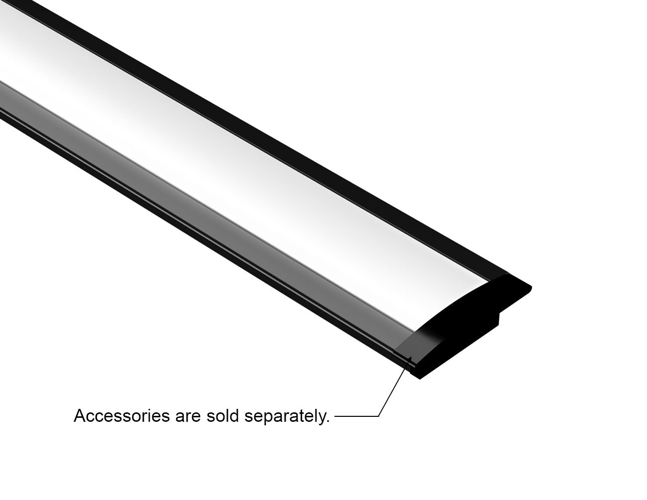 SLIM SHALLOW RECESS - GLQ 2309 Black Aluminum Channel + Milky Diffuser - 94"