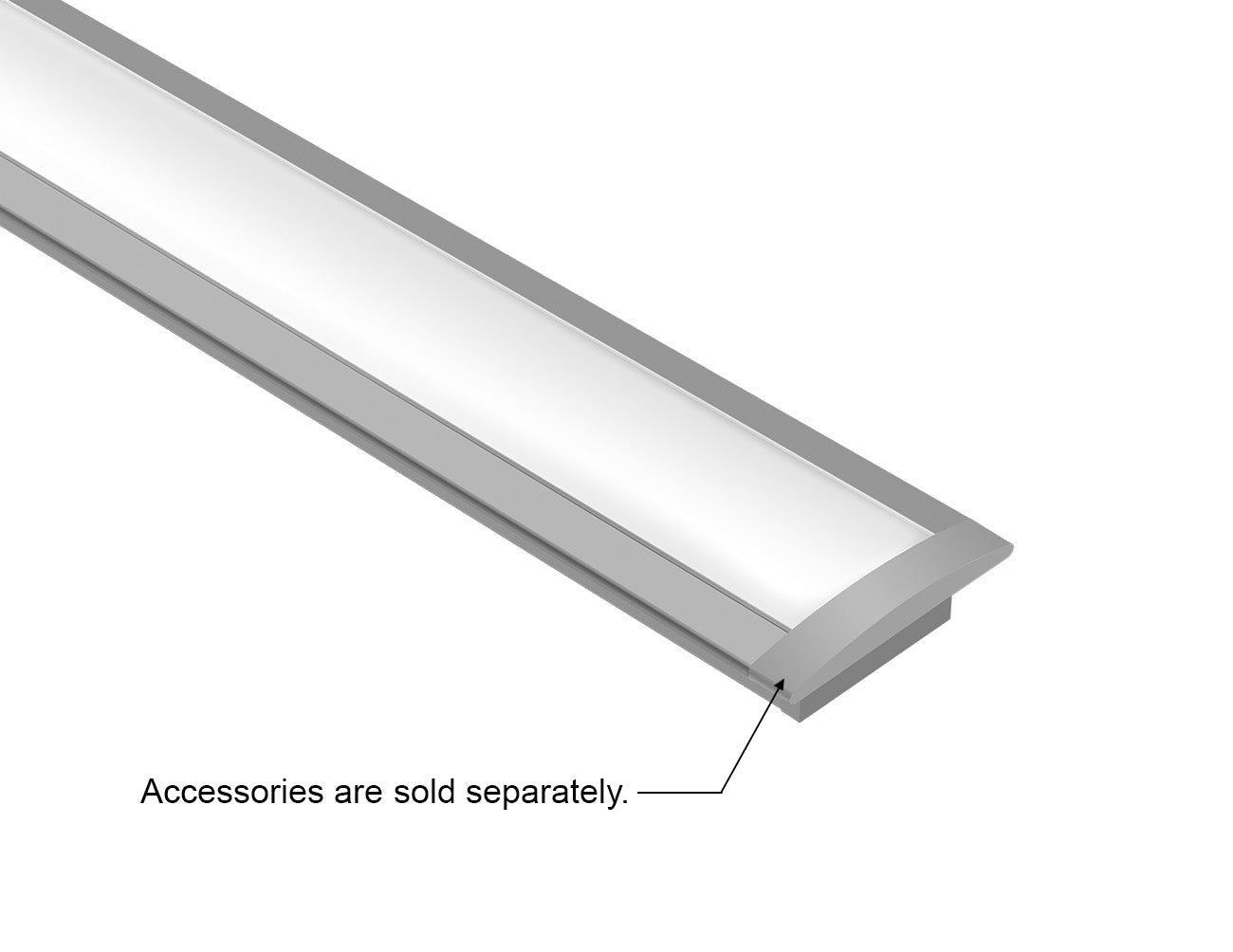SLIM SHALLOW RECESS - GLQ 2309 Silver Aluminum Channel + Milky Diffuser - 94"