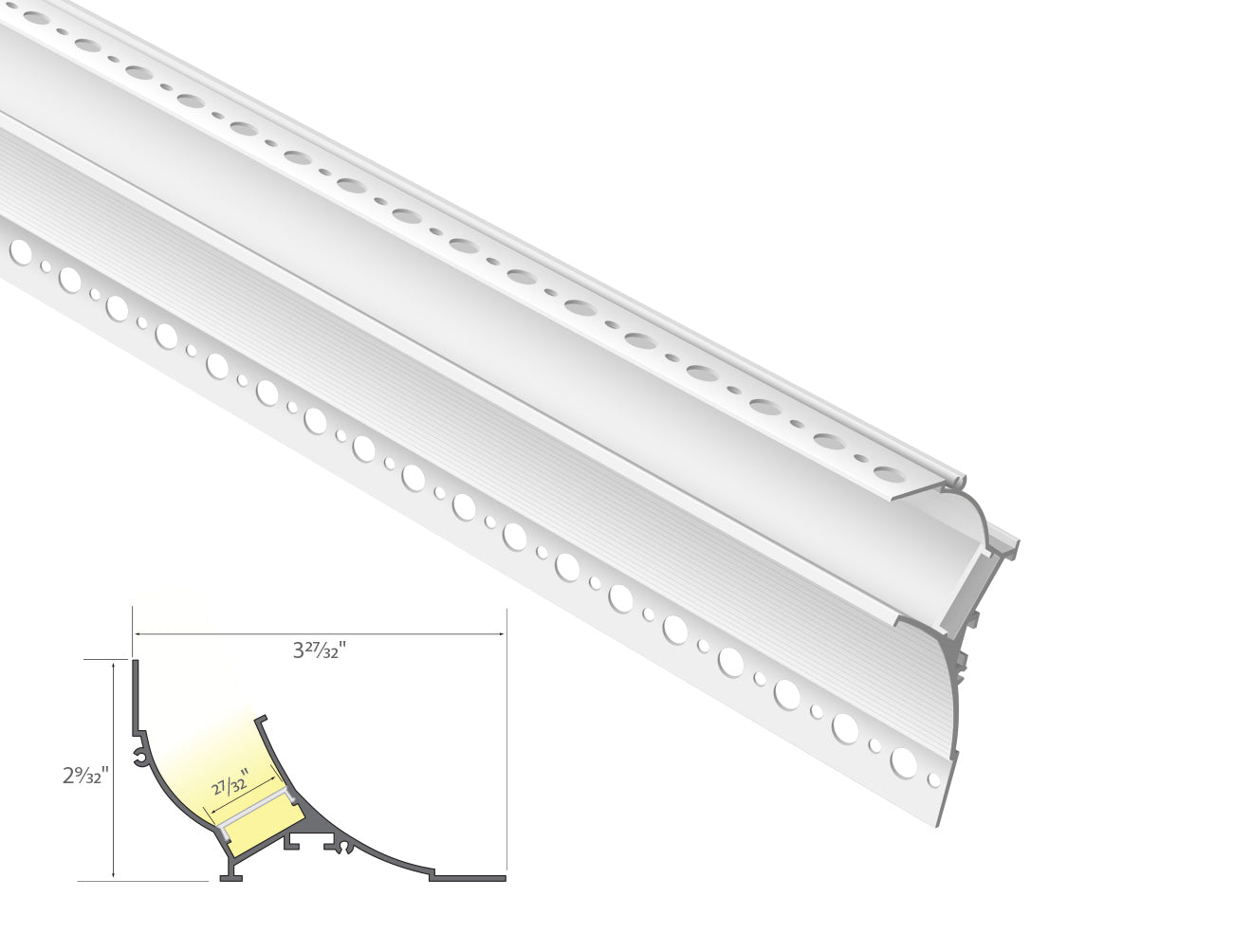 WASH RECESS - GLQ 9758 White Aluminum Channel + Milky Diffuser - 94"