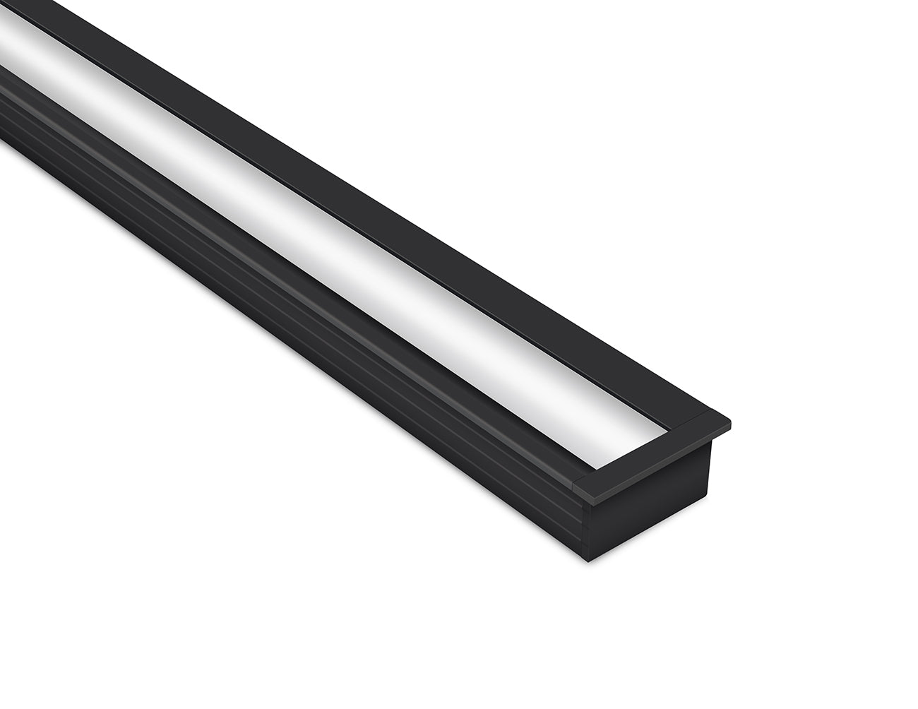 ANGLE RECESS-M - GLQ 1326 Black Aluminum Channel + Milky Diffuser - 94" - 0