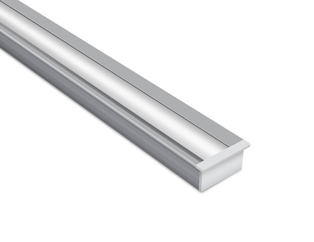 ANGLE RECESS-M - GLQ 1326 Silver Aluminum Channel + Milky Diffuser - 94" - 0