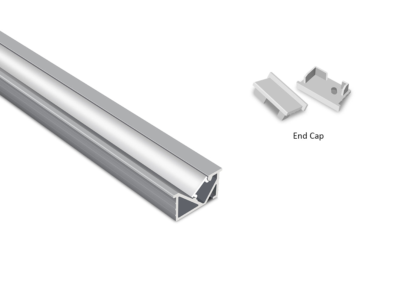 ANGLE RECESS-M - GLQ 1326 Silver Aluminum Channel + Milky Diffuser - 94"