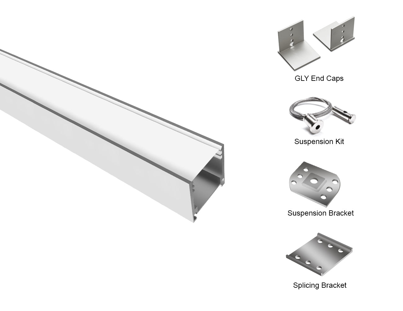 GLY 2425 LED Aluminum Profile for Surface and Suspension Mounting
