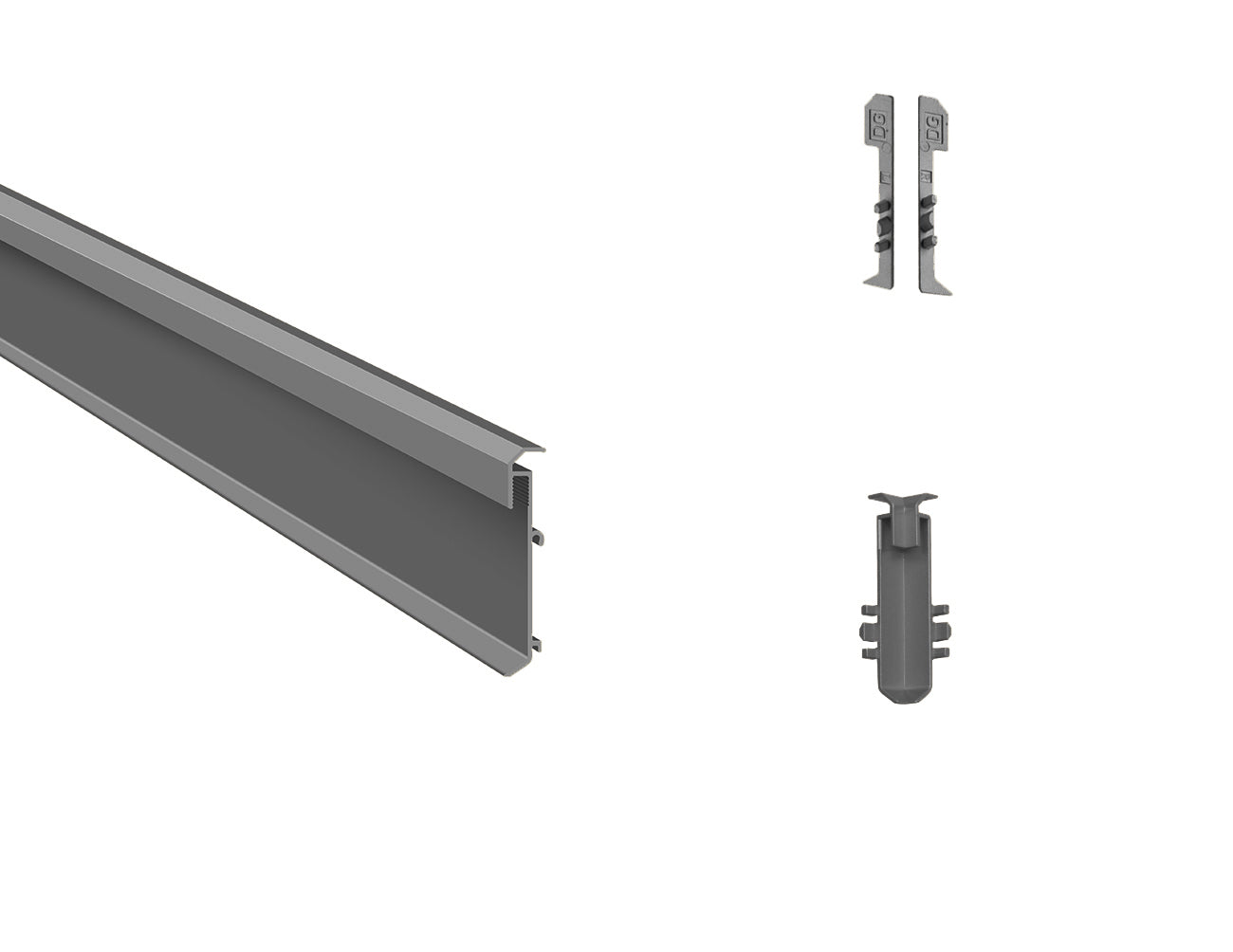 Seamless LED baseboard lighting using SHALLOW SKIRT grey channel