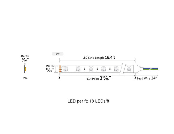 Dimensions for the High Bright Series 24VDC low voltage lights.
